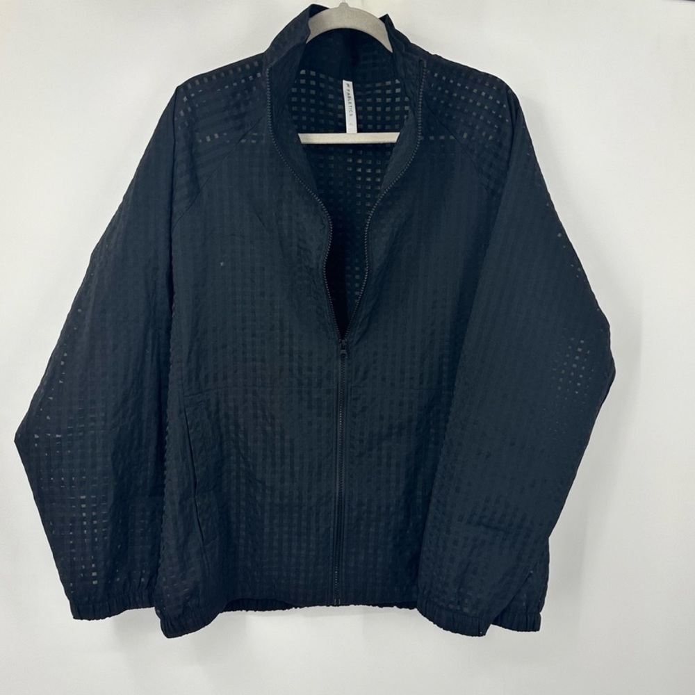 Fabletics Cleo Semi Sheer Lightweight Full Zip Black Jacket Womens XL